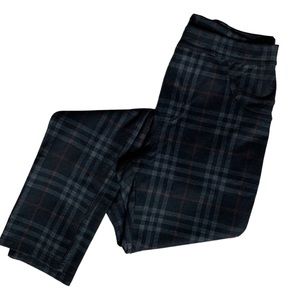 Plaid Print Skinny Leg Work Pant